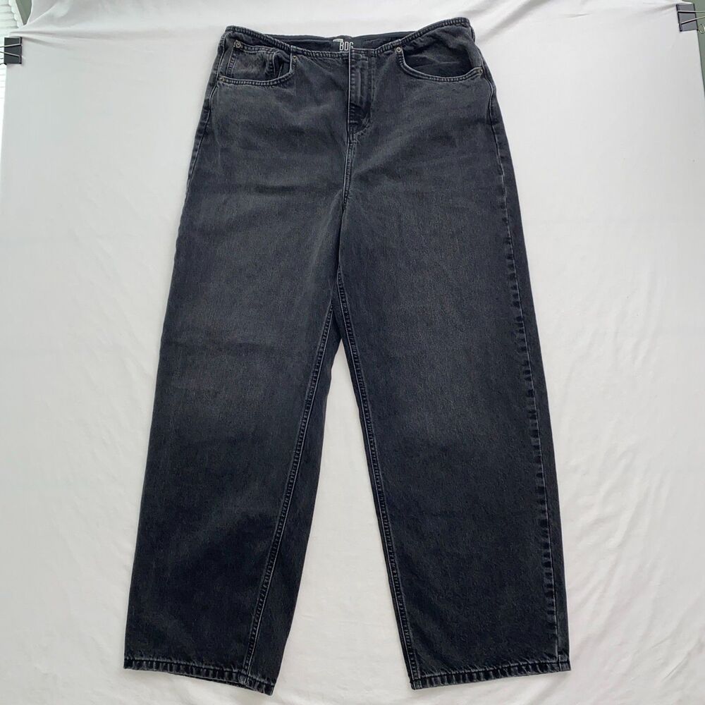 BDG Urban Outfitters Barrel Leg Jeans Womens 32W Black High Rise Grunge Skater